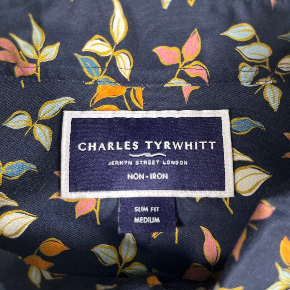 Lot of 2 Charles Tyrwhitt Slim Fit Shirt Men M Non Iron Button Down 100% Cotton - Picture 4 of 16